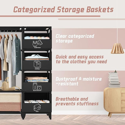 Portable Closet, Easy Assembly, Large Capacity Wardrobe Closet | Sturdy and - Image 3