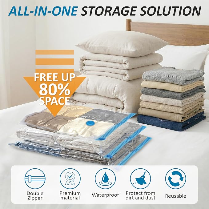 Cozy Essential Vacuum Storage Bags, 80% Compression Vacuum Seal Space Saver - Image 2