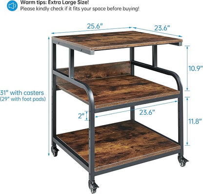 23.6" Deep Extra Large Printer Stand, 3 Tier Printer Table - Image 2