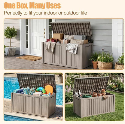 230 Gallon Outdoor Storage Box, Large Resin Deck Box, Waterproof Lockable - Image 4