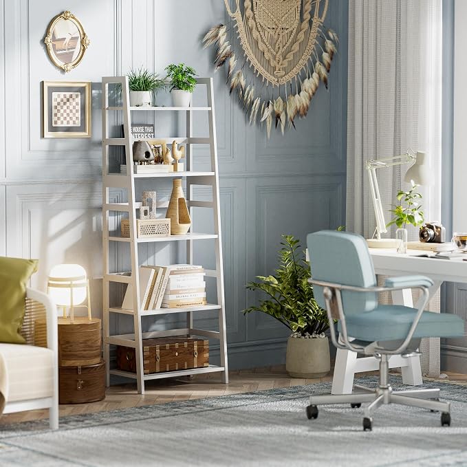 Ladder Shelf, 5-Tier Bookshelf, All Bamboo Heavy Duty Bookcase, Freestanding - Image 2