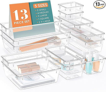 13 PCS Drawer Organizer Set, 5 Varied Size Bathroom and kitchen Drawer cabinet by StorMiracle