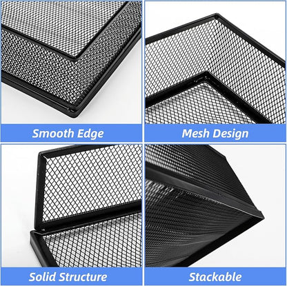 2 Pack Wire Mesh Letter Trays 12.8"x10"x2.9", Stackable Paper Tray Organizer - Image 3