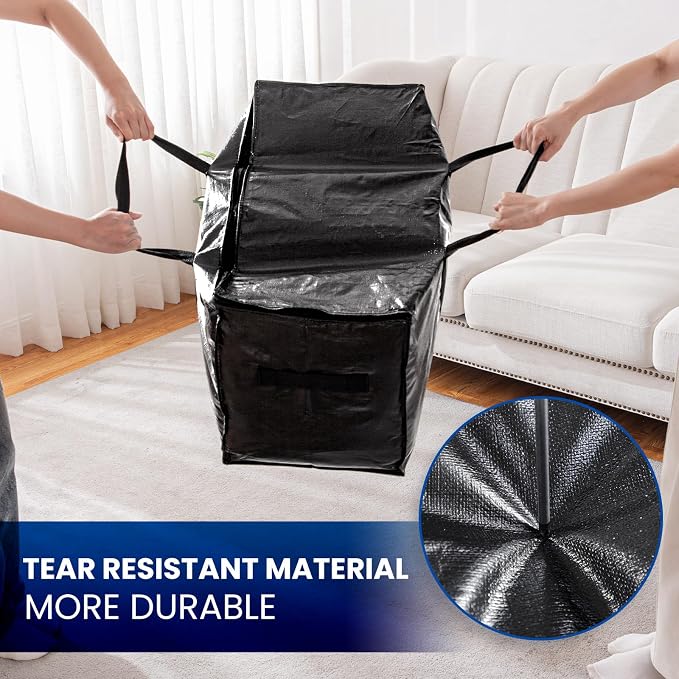 TAILI Extra Large Moving Bags, 10 Pack Black Heavy Duty Totes - Image 5