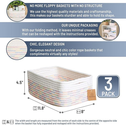 NaturalCozy 11.8"x8"x4.5” Rectangle Storage Baskets - Image 2
