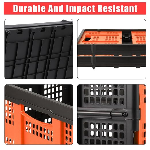 Garvee Collapsible Crate, 55L Foldable Plastic Milk Crate - Image 6