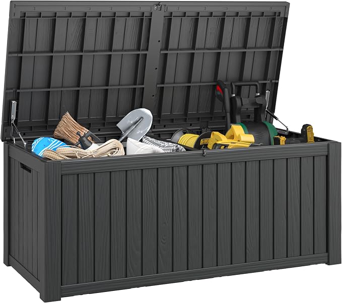 Outdoor Storage Box, 180 Gallon Deck Box, Waterproof and UV Resistant Large by LHBGO