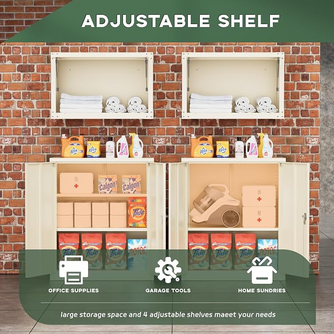Greenvelly Metal Storage Cabinet, Lockable Storage Cabinets - Image 3