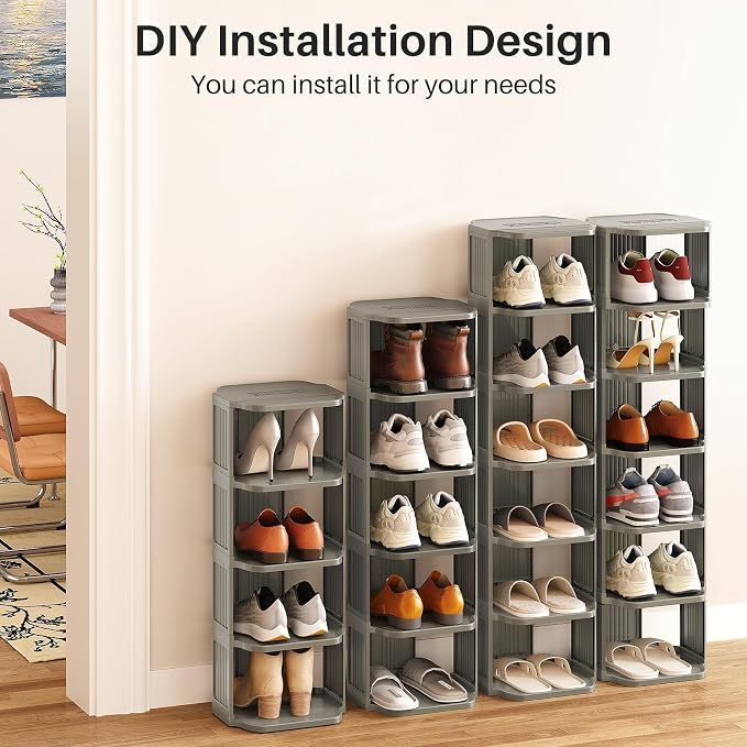 Kitstorack 10-Tier Vertical Plastic Shoe Rack, Freestanding Stackable Shoe - Image 8