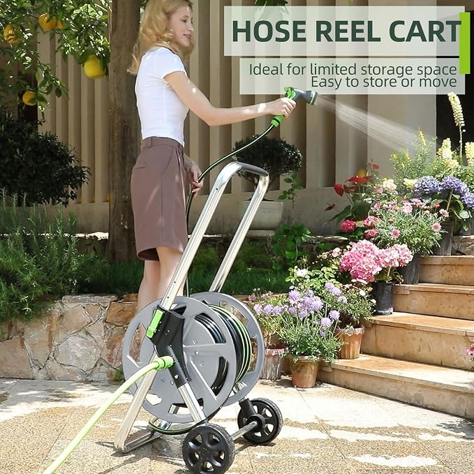 Garden Hose Reel Cart, Holds 75-150 Feet of 5/8-Inch Hose, Portable Hose Reel - Image 2