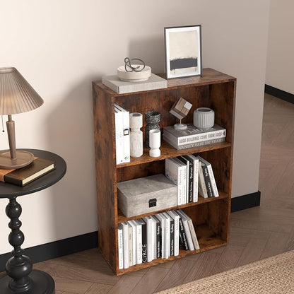 Wooden 3 Cube Storage Organizer, 3 Tier Low Bookcase Storage Display Organizer - Image 8