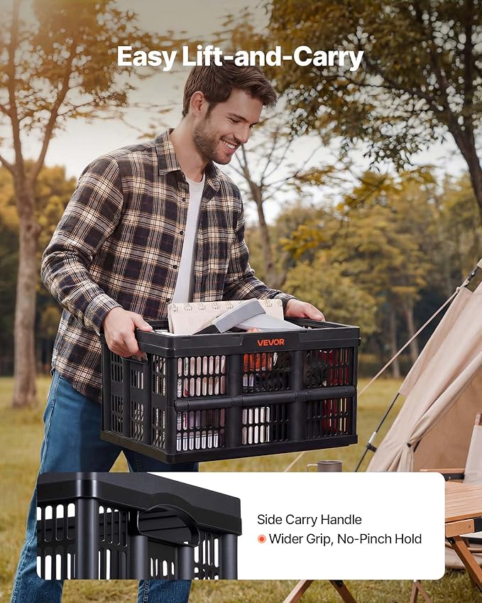 VEVOR Plastic Collapsible Storage Bins, 45L 3 Packs, Stackable Folding Storage - Image 5