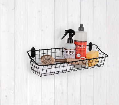 Spectrum Medium Wire Wall Basket Matte Black Rustic Wall Bin, Vintage Wire - Image 2