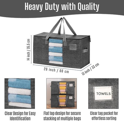 VENO 4 Pack Heavy Duty Moving Bags, Clothes and Comforter Storage Bags - Image 4