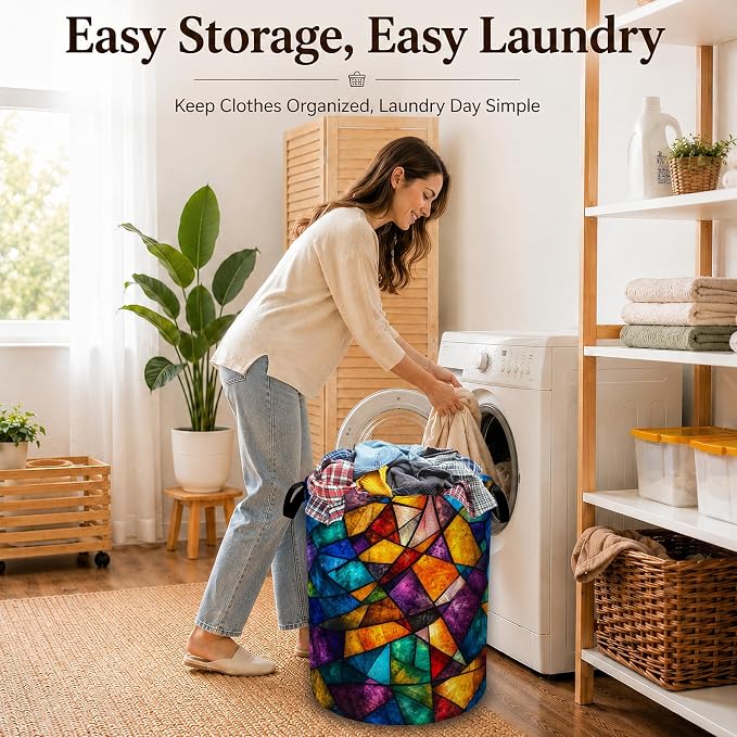Stained Glass Mosaic Collapsible Laundry Hamper - Image 6