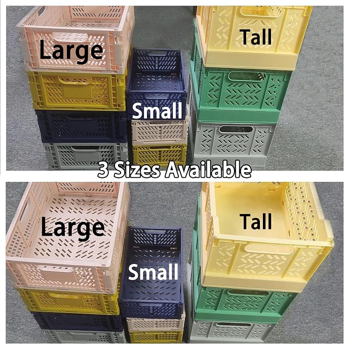 Domiella 2-Pack Crates for Storage, Storage Crates Plastic Stackable, Foldable - Image 3