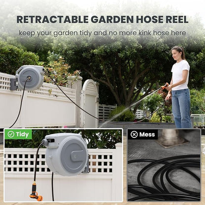 Giraffe Tools Heavy Duty Retractable Garden Hose Reel 1/2 130 FT, Wall Mounted - Image 6