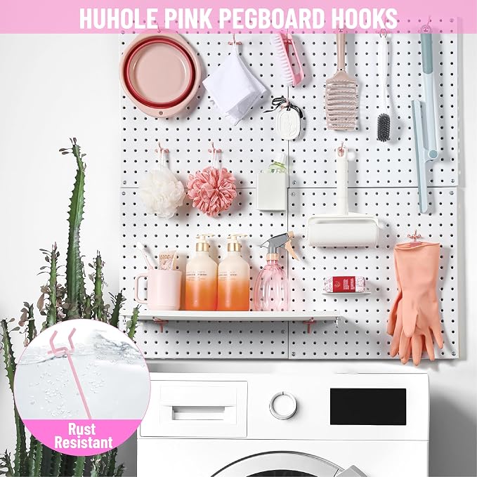 HUHOLE Pegboard Hooks 6 Inch 50PC, Fit 1/4" or 1/8" Pegboard, Ideal Peg Board - Image 6