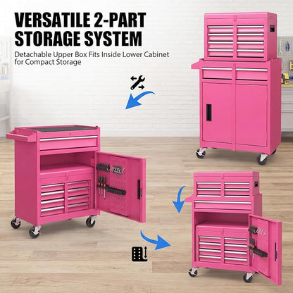 Goplus Rolling Tool Chest, 5-Drawer Tool Box Organizer w/Lockable Wheels & - Image 4