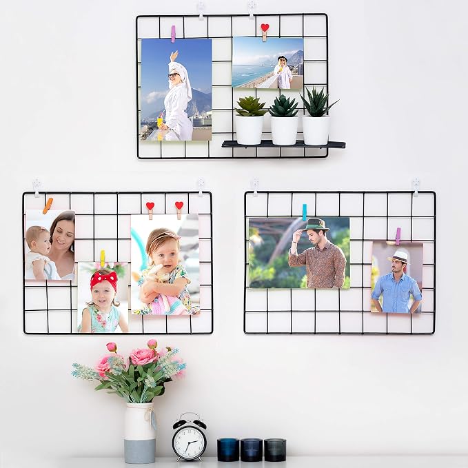 ODOXIA 3-Pack Wire Wall Grid Panel | Photo Grid Wall Decor | Metal Board by Odoxia