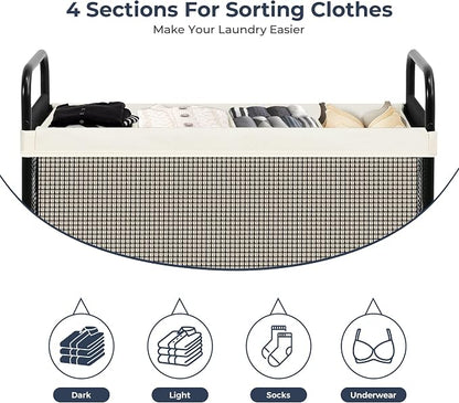 STO STO Laundry Hamper 4 Section, 140L Rolling Laundry Sorter Cart - Image 6