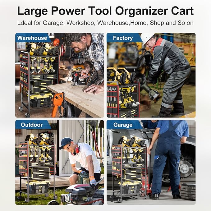 5 - Tier Power Tool Organizer Cart - 300 lbs Heavy Duty Utility Rack Shelf - Image 8