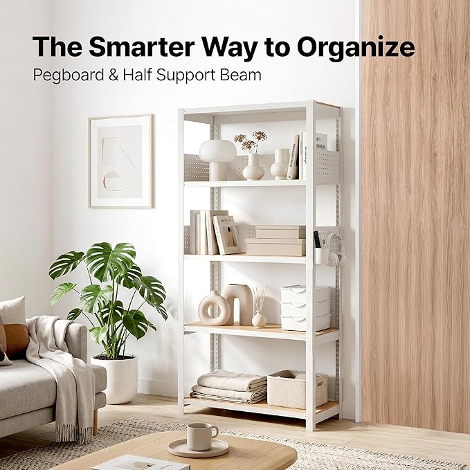 HOMEDANT 32" W Pegboards Storage Rack 5-Tier Heavy Duty Boltless Metal Utility - Image 3