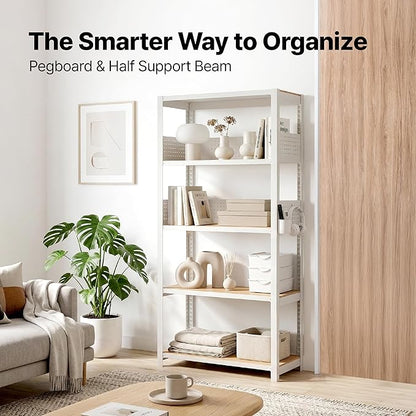 HOMEDANT 32" W Pegboards Storage Rack 5-Tier Heavy Duty Boltless Metal Utility - Image 3