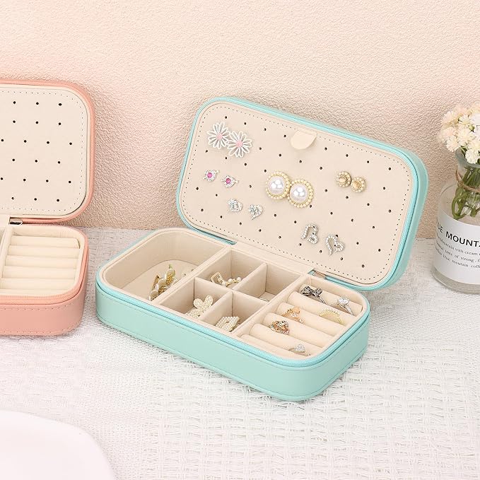 DesignSter Travel Jewelry Box, PU Leather Portable Jewelry Case, Small Jewelry - Image 5