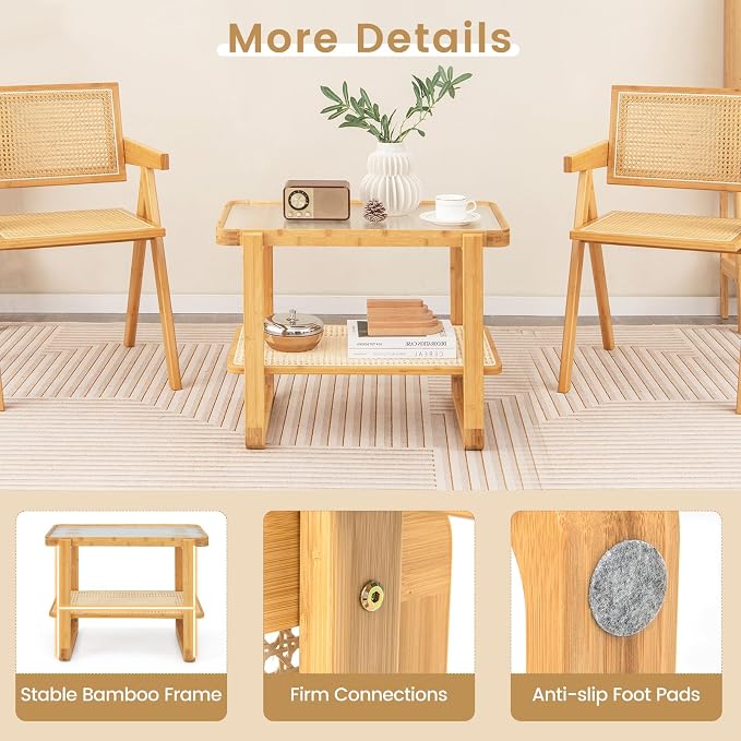 GOFLAME Bamboo Side Table Set of 2 - Image 6