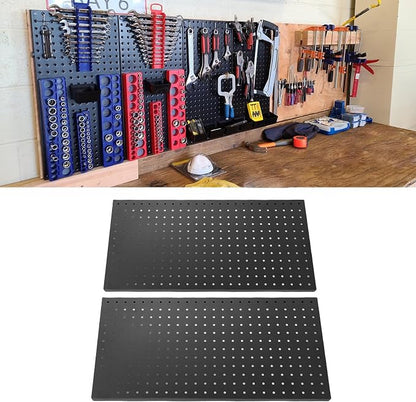 Fydun Metal Pegboard Wall Panels Steel Modular Peg Board Organizer Garage - Image 3