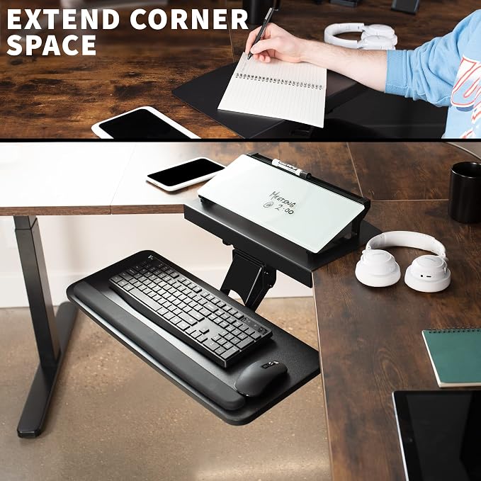 VIVO Black Under Desk Corner 25 x 10 inch Keyboard Tray, MOUNT-KB03B | Computer - Image 9