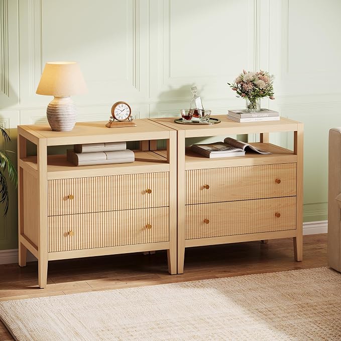Tribesigns Modern Nightstand, 2-Drawer Nightstand - Image 4