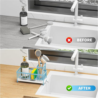 Cisily Blue Sponge Holder for Kitchen Sink, Sink Caddy Organizer - Image 7