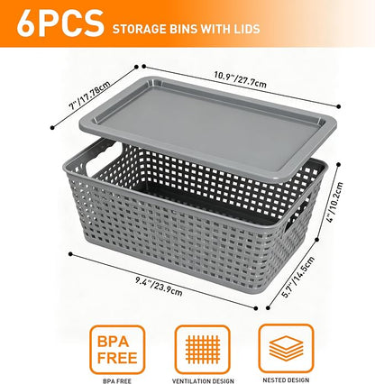 Plastic Storage Baskets With Lid, Storage Bins - Image 2