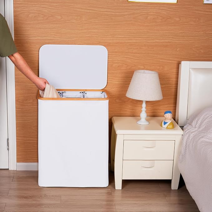 efluky Laundry Hamper with Lid, Trio Laundry Basket with 2 Removable Bags - Image 5