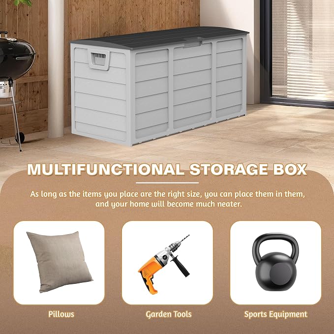 75 Gallon Outdoor Deck Storage Box, Heavy Duty Resin - Image 4