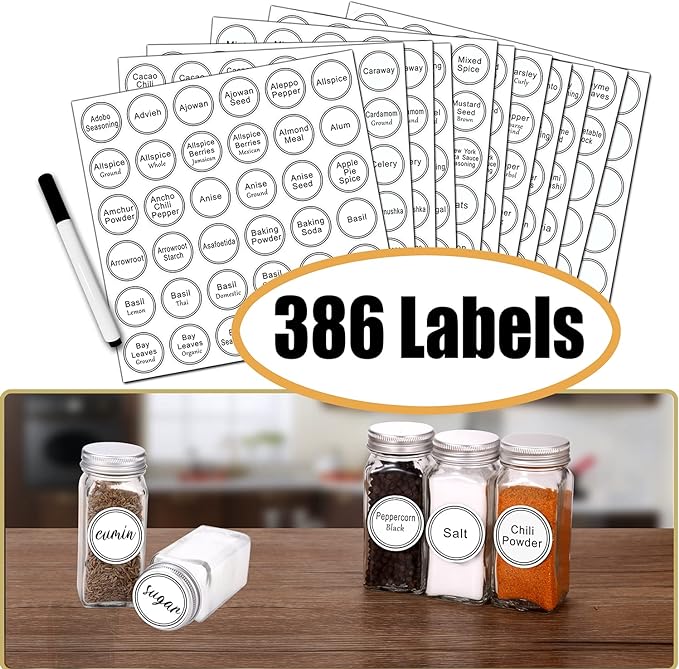 SWOMMOLY 48 Glass Spice Jars - Image 3