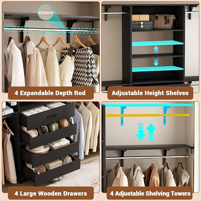 Aheaplus Closet System, 8FT Closet Organizer - Image 3
