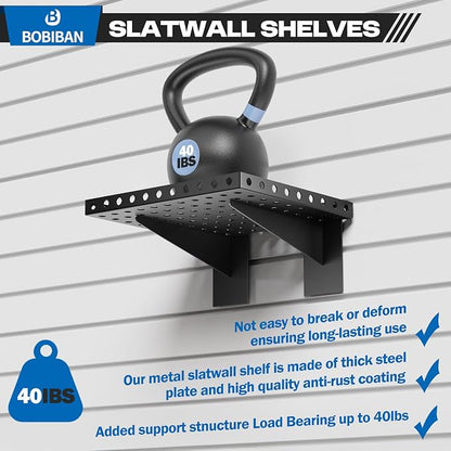2 Pack Slatwall Shelves, Heavy Duty Metal Slat Wall Shelf - Image 3