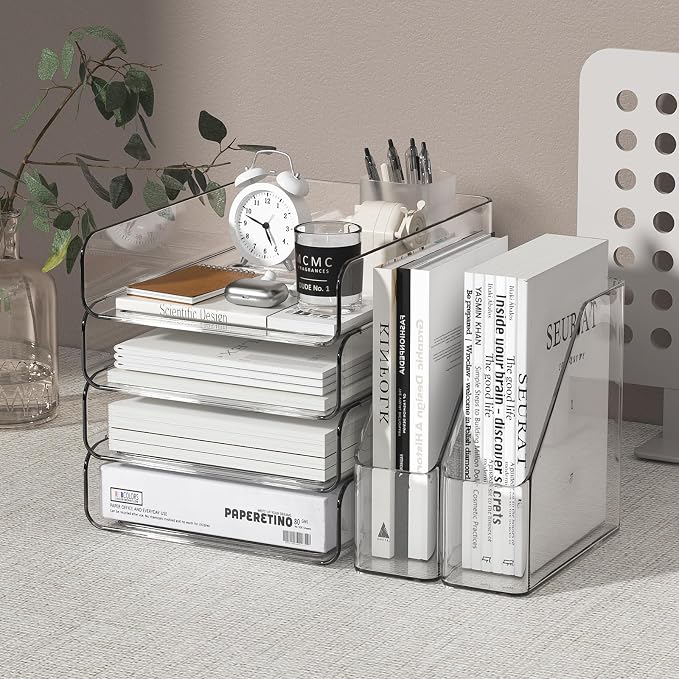 4-Tier Brown Acrylic Paper Tray Organizer - Image 7
