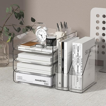 4-Tier Brown Acrylic Paper Tray Organizer - Image 7
