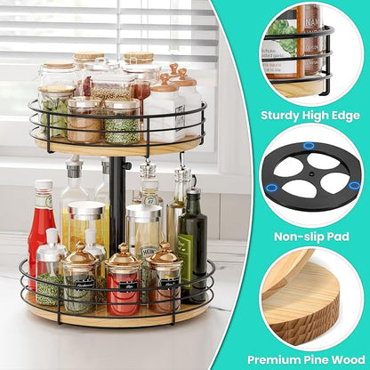 2 Tier Lazy Susan Spice Rack Organizer, Rotating Turntable, 12 Inch, - Image 4