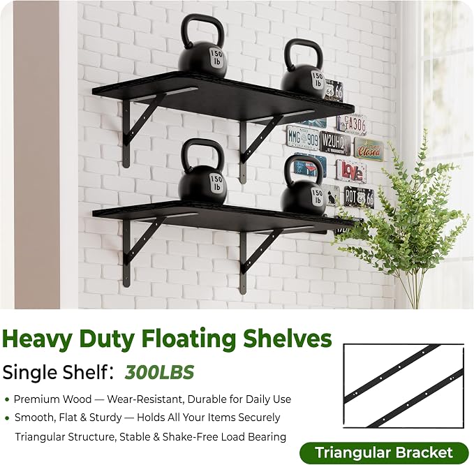 Dogsky 2-Pack Garage Storage Shelving Wall Mounted, 3x2Ft Heavy Duty Wood - Image 5