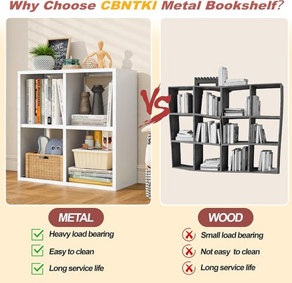 4 Cube Storage Organizer, Metal Cubby Storage Shelf, Small Box Bookshelf - Image 5