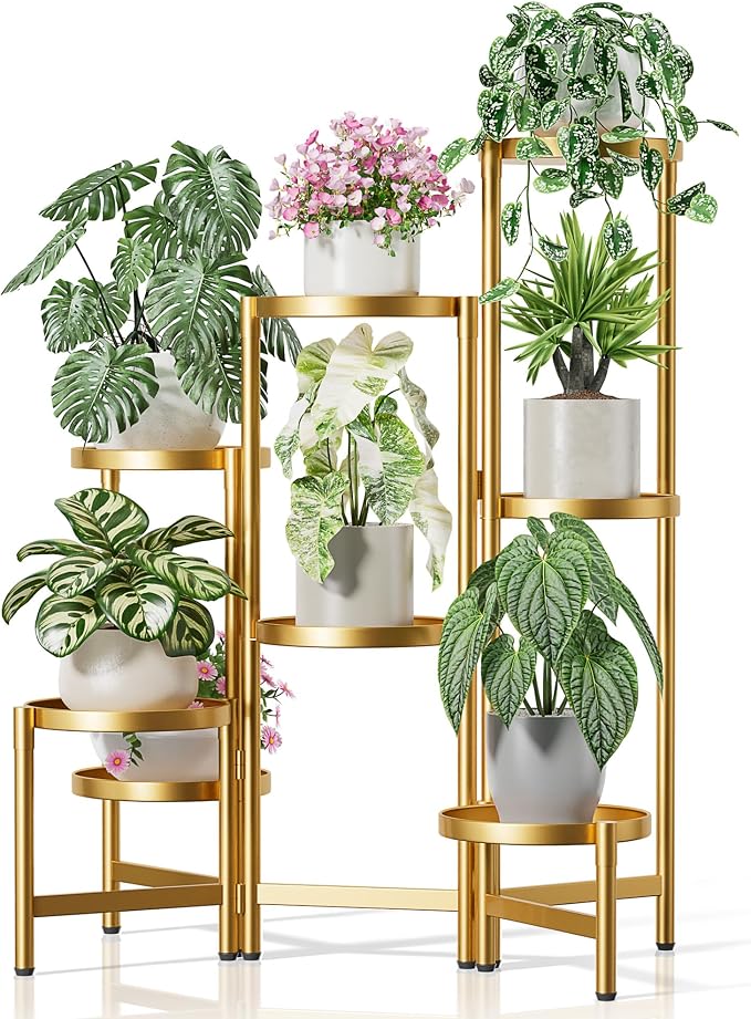 Gold Plant Stand, 8 Tiered Plant Stand Indoor by Unknown
