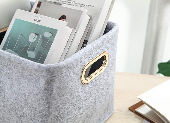 Collapsible Storage Bins Foldable Felt Fabric Storage Basket Organizer Boxes - Image 3