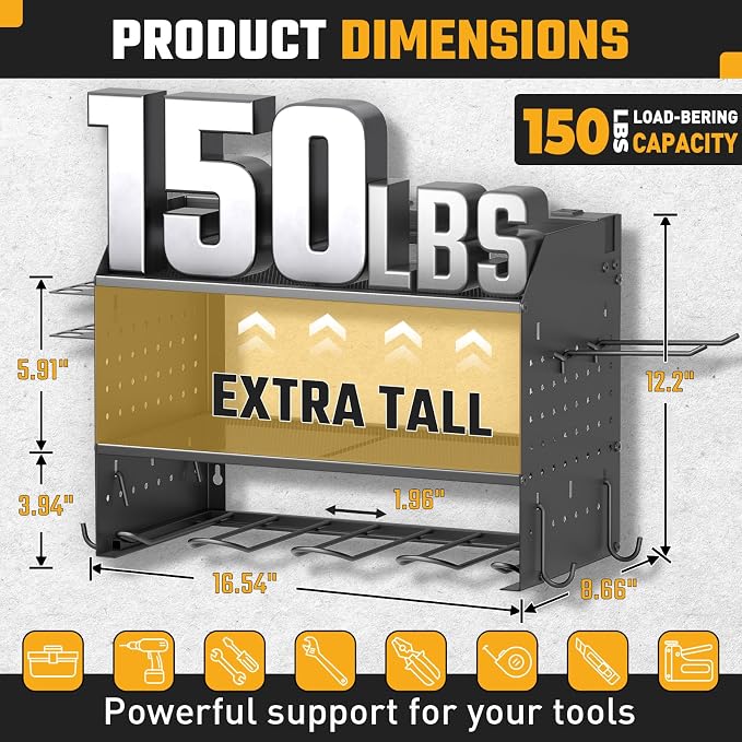 ZESEN Power Tool Organizer Wall Mount, 3 Layer Charging Station - Image 3