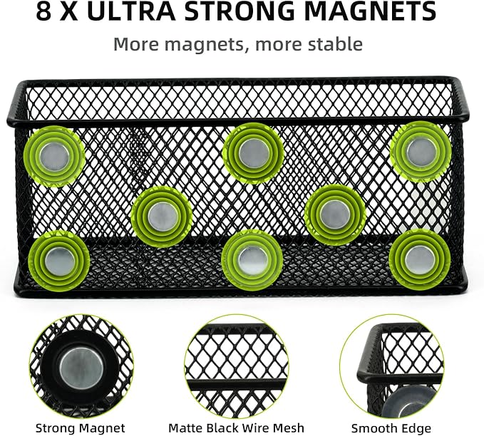 Neudeco Magnetic Locker Organizer, Wire Mesh Storage Baskets, Magnetic Pencil - Image 5