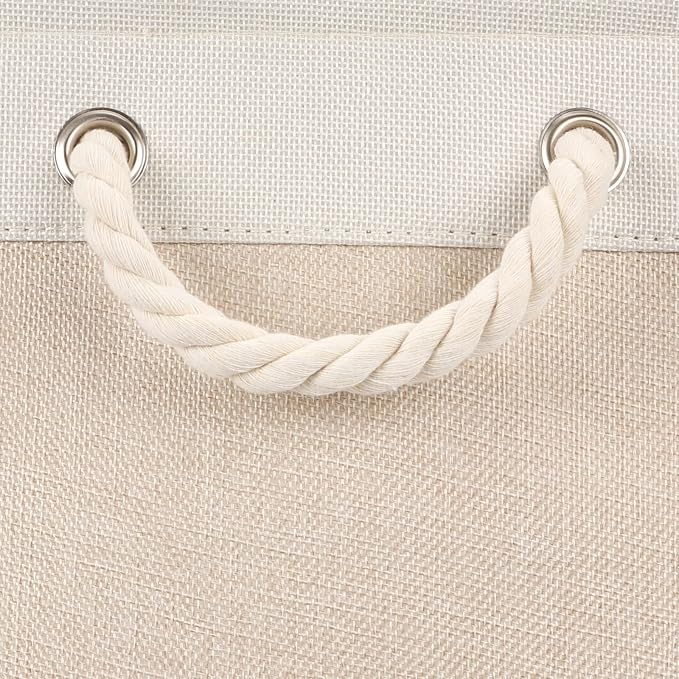 Bidtakay Beige Storage Basket Large Fabric Cloth Baskets Tall Rectangular Shelf - Image 9